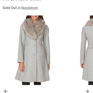 faux fur shawl collar fit & flare coat